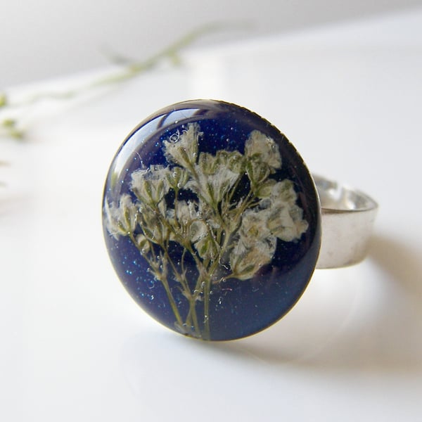 Flower Resin Ring - Gypsophila - BABY'S BREATH