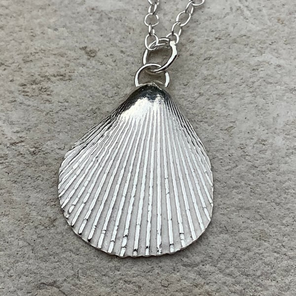 Pure silver scallop shell