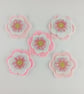 Felt Flowers - 5 Pink and White flower embellishments