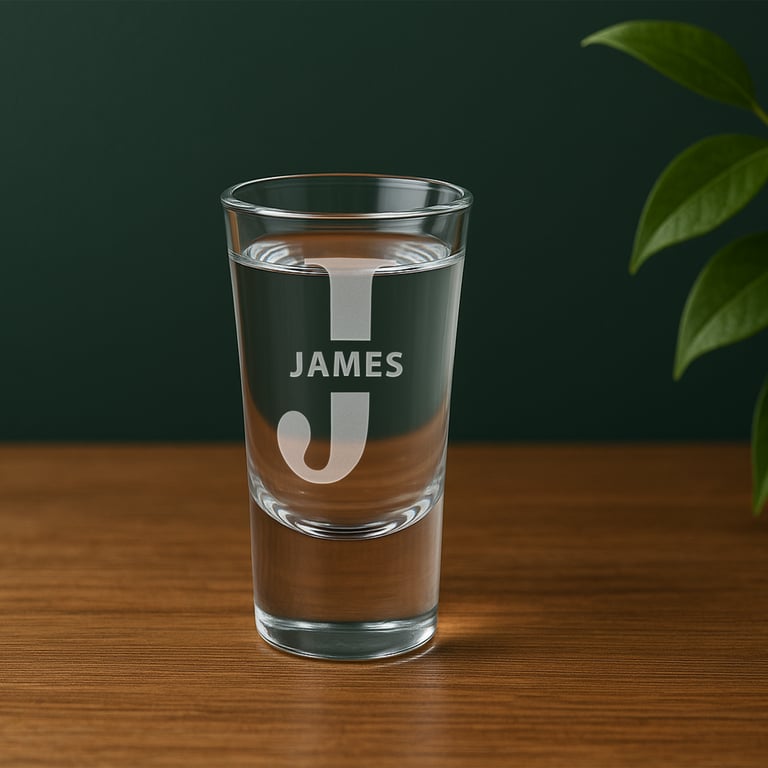 Personalised Initial & Name Shot Glass – Custom Engraved Monogram Gift