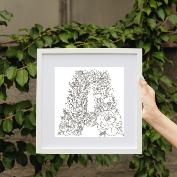 Personalised Decorative Floral Alphabet Art Digital Print