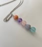 Steel Wire Wrapped Five Gemstone Crystal Pendant Necklace  - Image 2