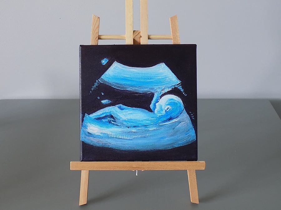 Baby Ultrasound Scan, Acrylic Painting, on stretched Canvas, 20 x 20 cm.