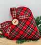TARTAN CHRISTMAS HEART DECORATION - red tartan fabric heart - Image 1