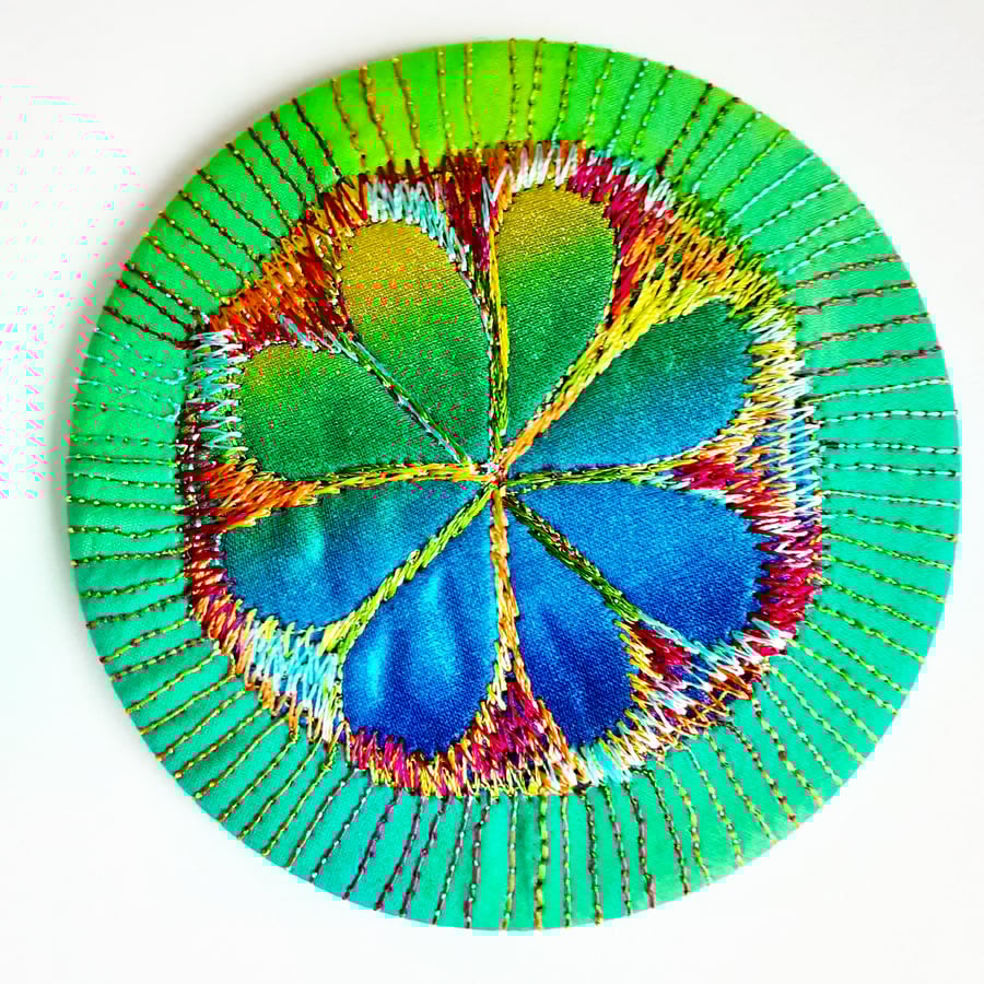 Large Pocket Mirror Handbag Accessories Colourful Free Machine Embroidery