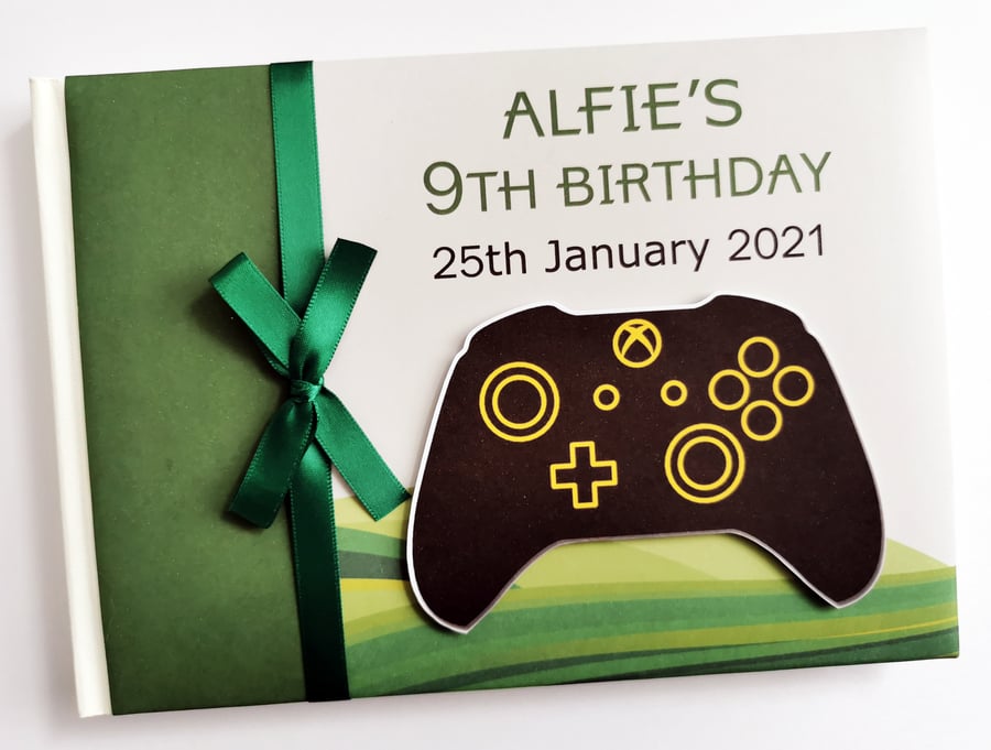 Gaming birthday guest book, Gamer birthday party book, gift