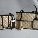 A pair of Handbag Style Gift Boxes - Black and Gold 
