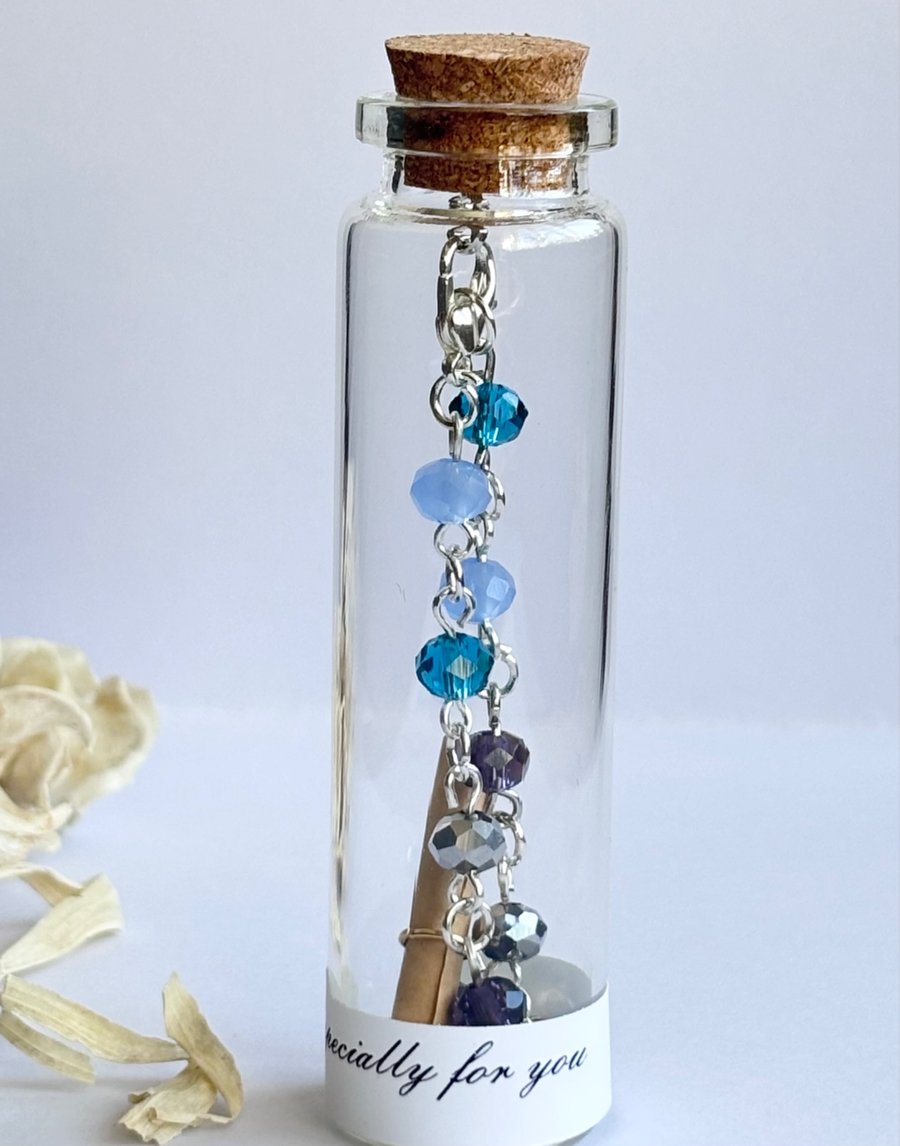 Blue & Silver Crystal Link Bracelet – A Little Gift in a Bottle 
