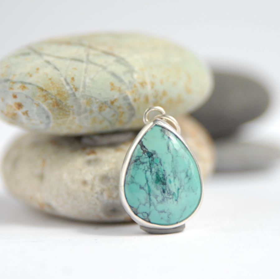 Turquoise pendant - duck egg blue