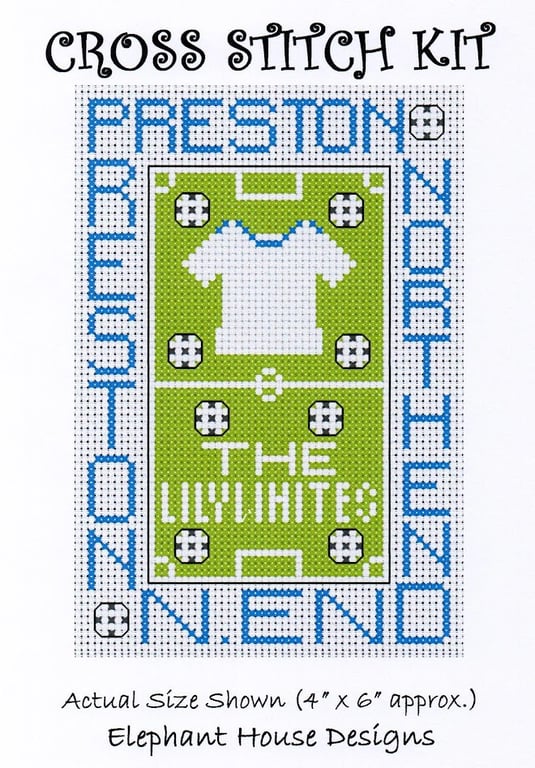 Preston North End  Cross Stitch Kit Size 4" x 6" Full Kit