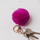 Summer Seconds Pom Pom keyring bag charm - honesty pink