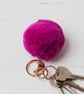 SAMPLE Pom Pom keyring bag charm - honesty pink