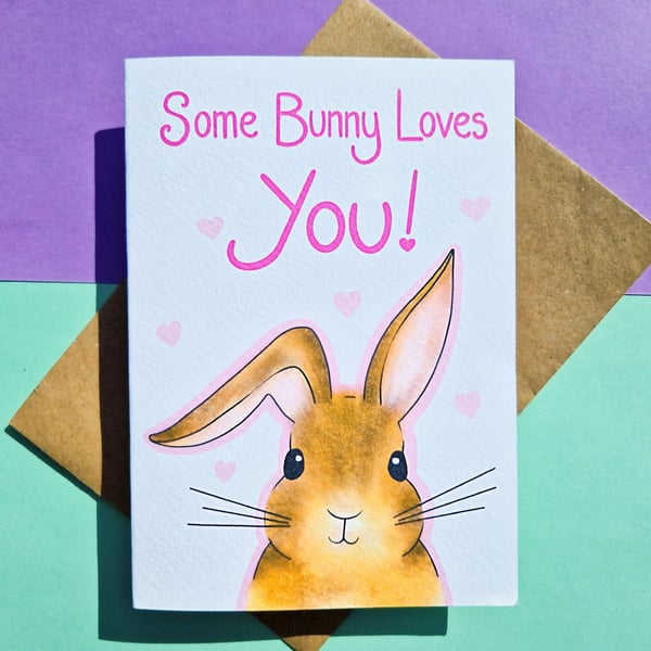 Bunny Valentines Card, Wife Husband Valentines Day Card, Some Bunny Loves You!
