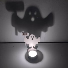 wooden ghost, led candle holder