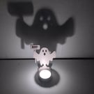 wooden ghost, led candle holder