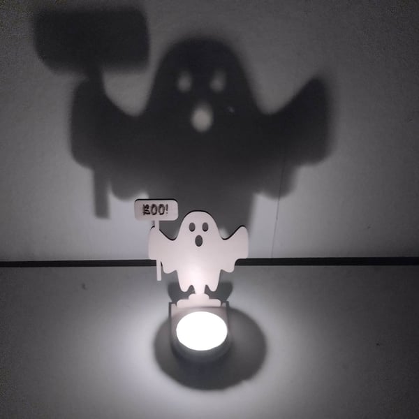 wooden ghost, led candle holder