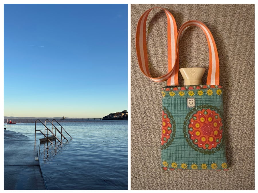 Crossbody ‘hottie bag’ for cold water swimmers .. and regular use too 