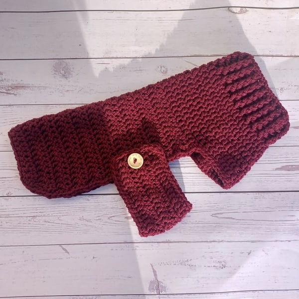 Crochet burgundy sweater for small medium dog 