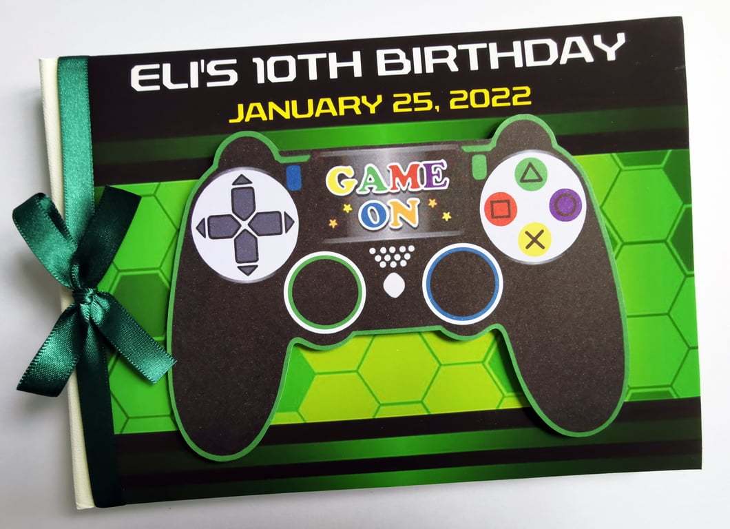 Gaming birthday guest book, Gamer birthday party book, gift