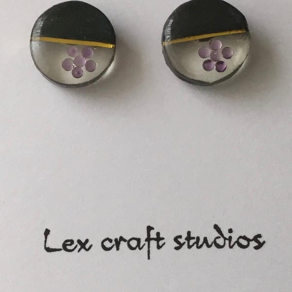 Small  Purple Green earrings 
