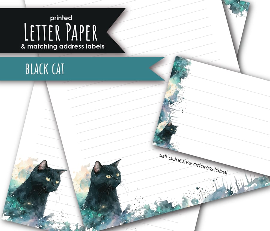 Letter Writing Paper Black Cat