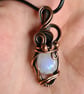 Handmade Natural Rainbow Moonstone & Copper Necklace Pendant Gift Boxed Crystal - Image 2