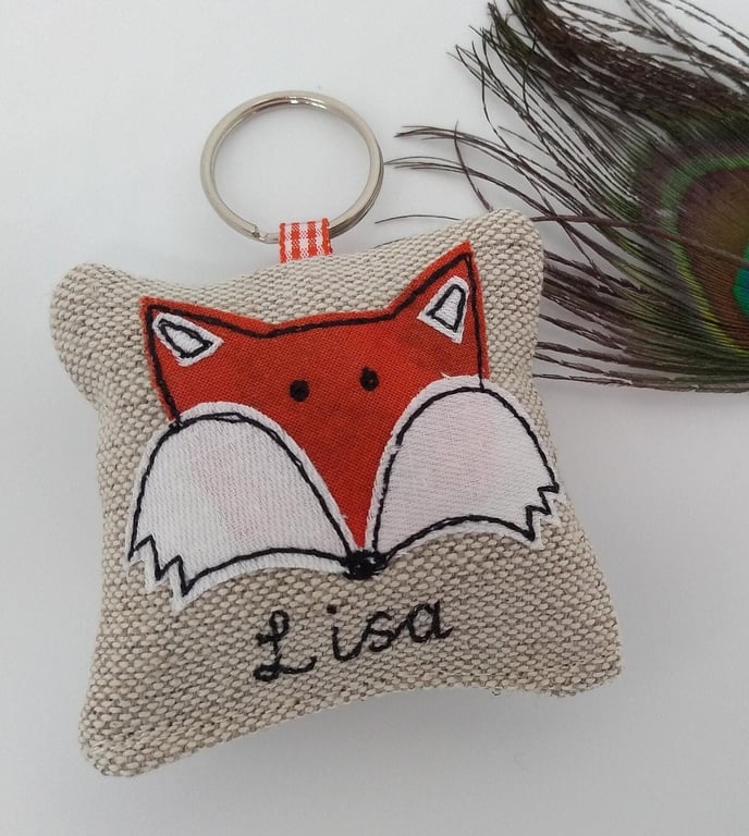 Fox Custom Keyring - Lavender Scented option - Personalised Fox Gift
