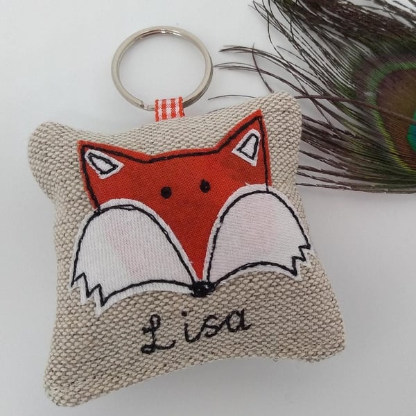 Fox Custom Keyring - Lavender Scented option - Personalised Fox Gift