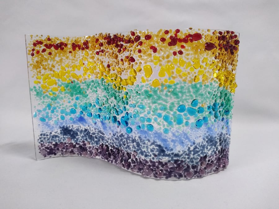 Rainbow Wave Fused Glass Lightcatcher