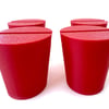 Set of 4 Red Christmas tree pots, fused glass display stands, 4mm slot