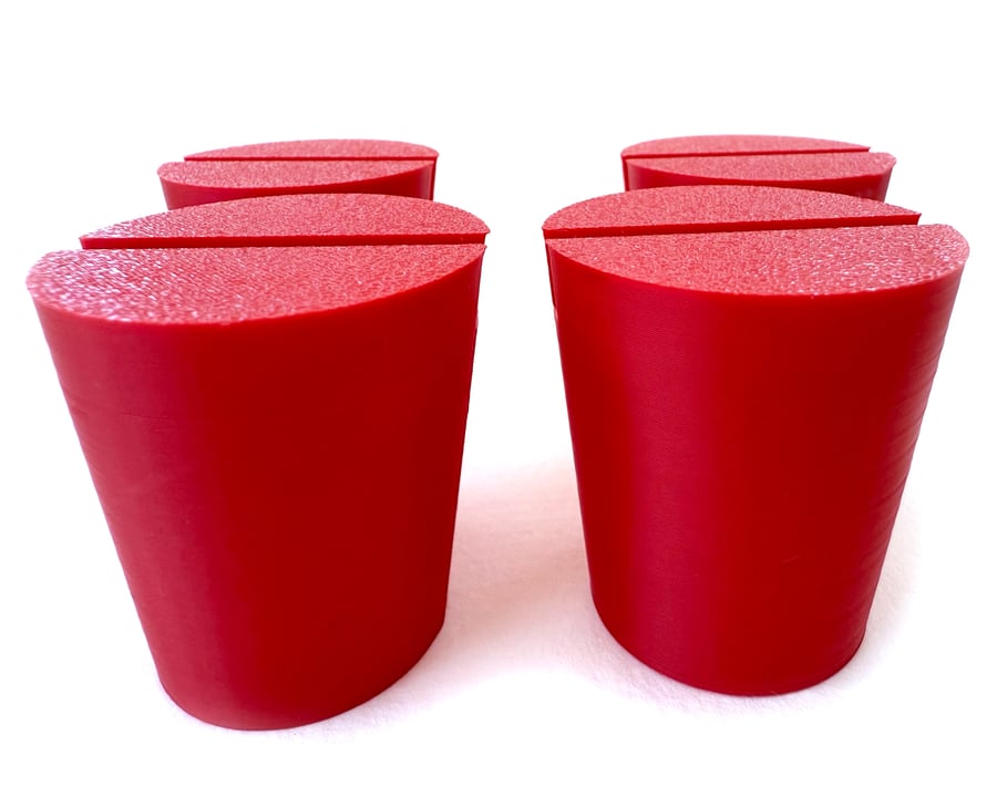 Set of 4 Red Christmas tree pots, fused glass display stands, 4mm slot