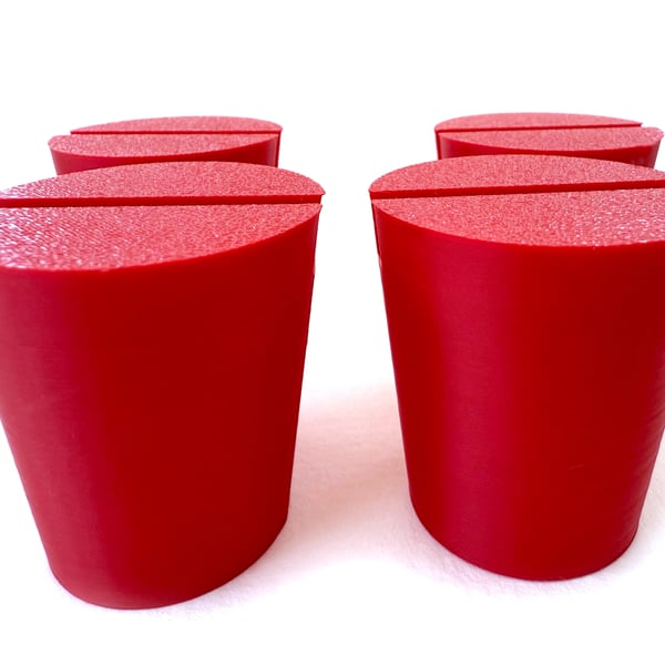 Set of 4 Red Christmas tree pots, fused glass display stands, 4mm slot