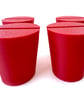 Set of 4 Red Christmas tree pots, fused glass display stands, 4mm slot
