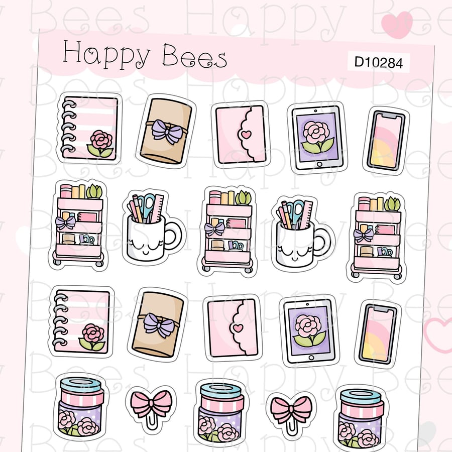 Planning Doodles - Cute Planner Cart tablet Phone Planner Stickers D10284