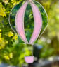 Stained Glass Hot-Air Balloon Suncatcher in pink and green