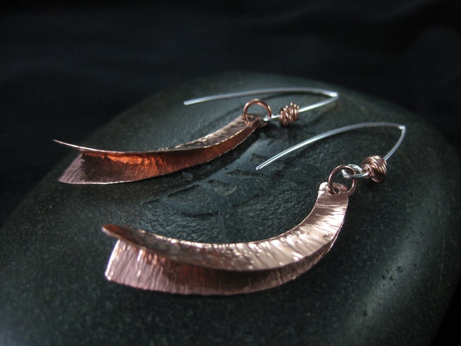 Copper fold form earrings