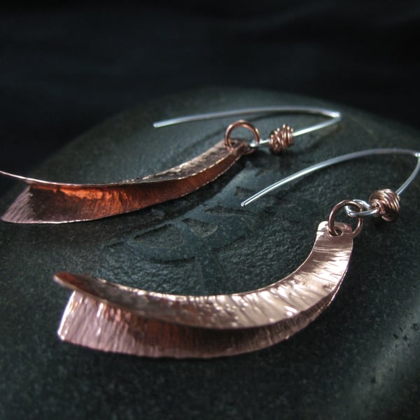 Copper fold form earrings