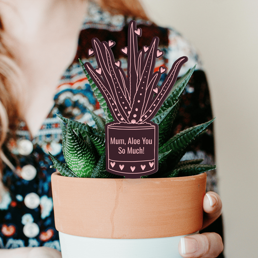 Mum, Aloe You So Much Plant Tag Mother's Day Gift, Succulent Plant Tag