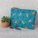 Coin purse, small make up bag, humming birds