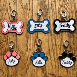 Custom Pet Name Tags Dog Name Tag Cat Paw Name Tag Pet ID Metal Tags Colourful 