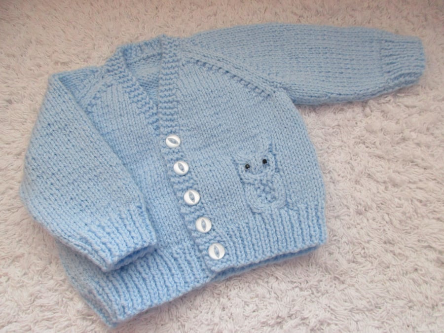 16" Baby Boys Owl Cardigan