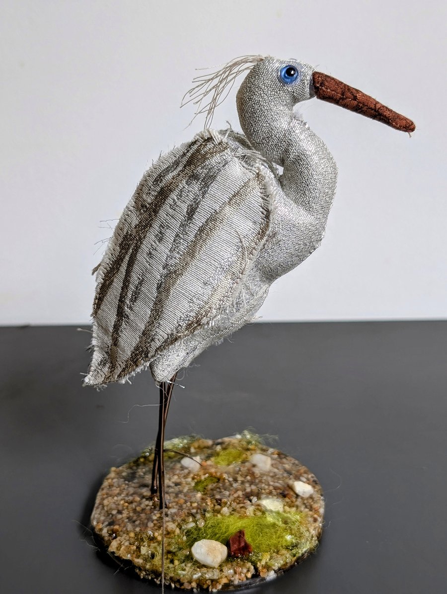 Egret inspired fabric sculpture ornament decoration 