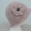  50% off Sale  Cloche Hat Crocheted in the Palest of Pink