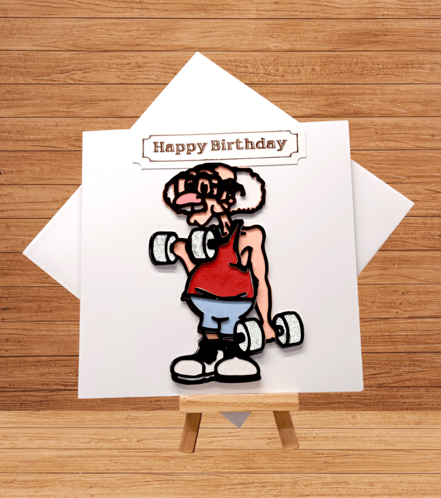 Humorous Weight lifting Grandad birthday card