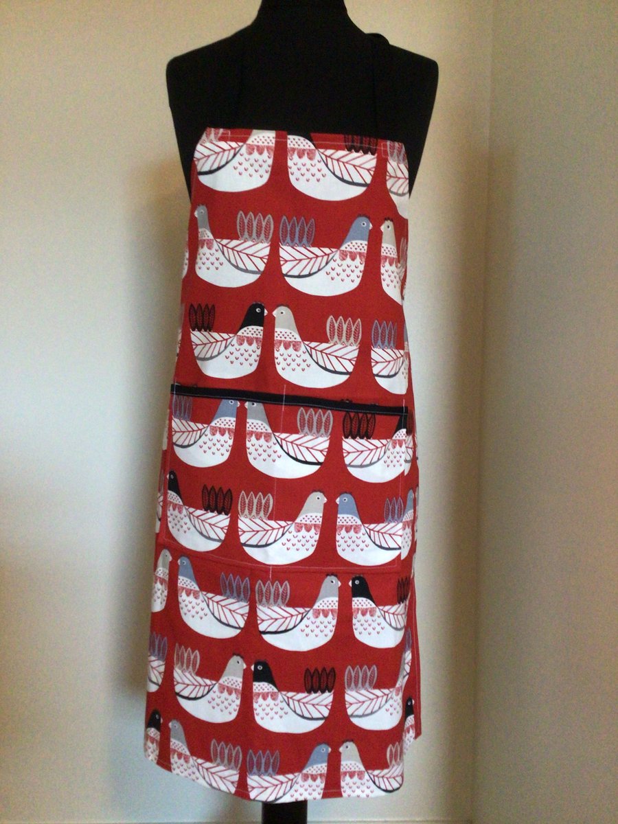 Chickens adult apron. Red