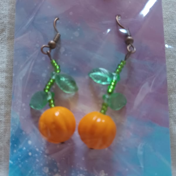 Hanging Pumpkin Earrings 