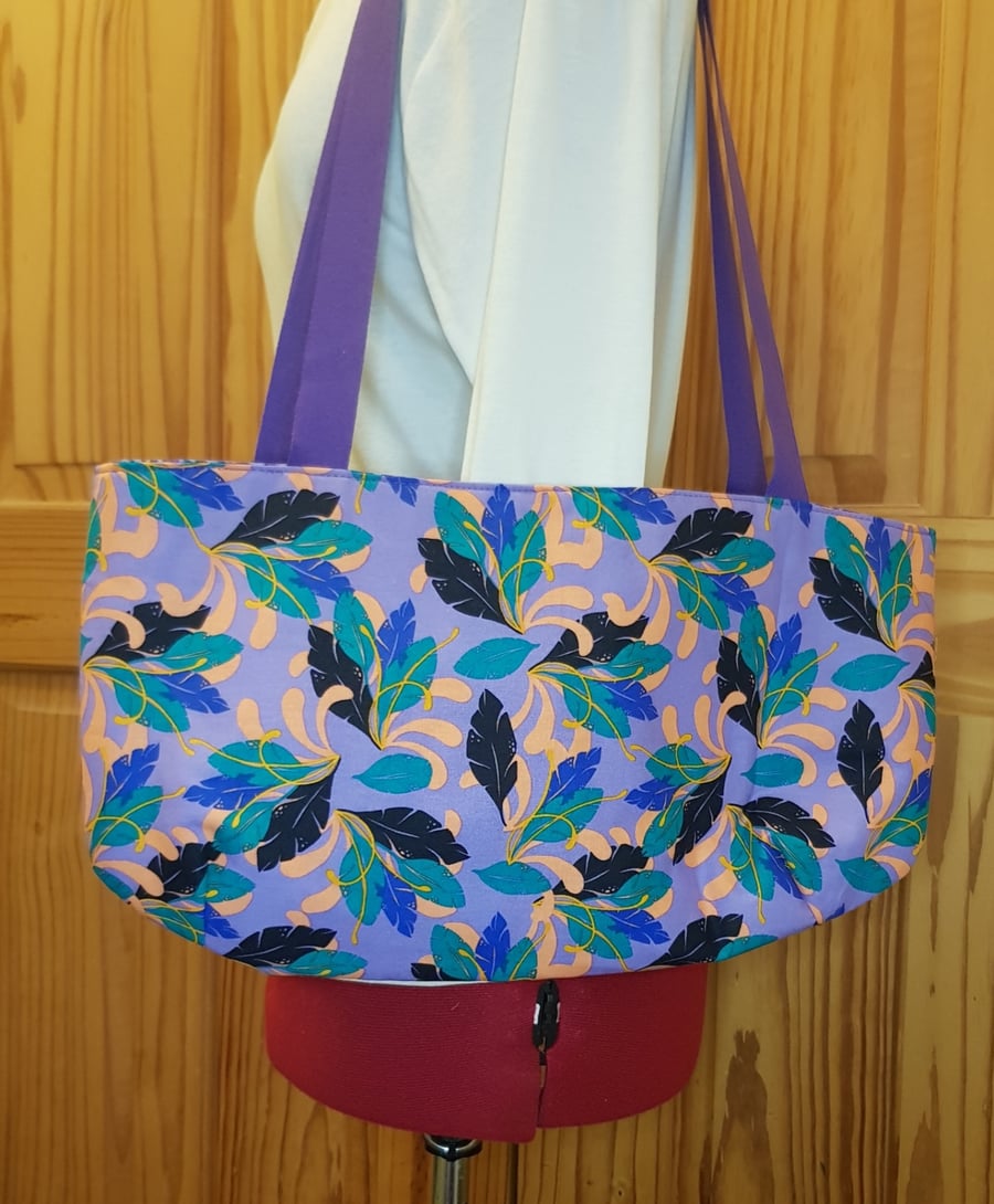 Shoulder bag, tropical leaves 