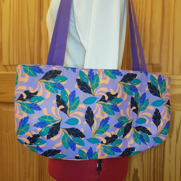 Shoulder bag, tropical leaves 