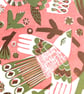 Birds Flying round the Garden in Olive and Burgundy - A3 - Image 3