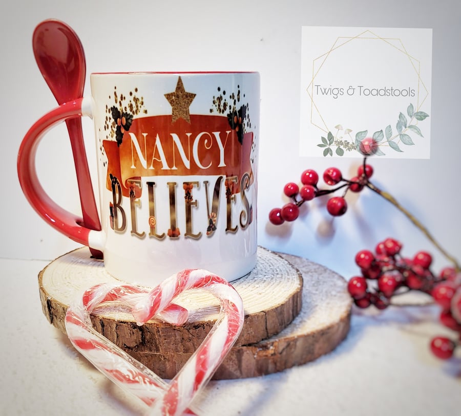 Personalised hot chocolate mug with Spoon 